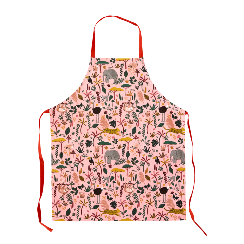 Childs Coral Pink Jungle Print Apron By Rice DK